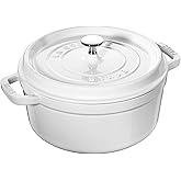 STAUB Cast Iron Dutch Oven 4-qt Round Cocotte, Made in France, Serves 3-4, White