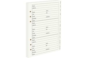 suituts Address Book Refill Pages with Alphabetical Tabs, Large Print 600 Contacts Refillable Pages, A5 6-Ring Address Page for Senior Home Office