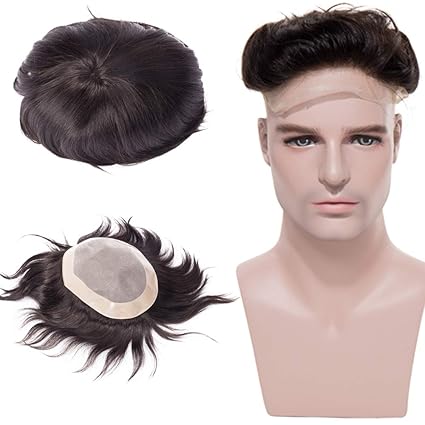 Silk Co Mens Wig Thin Skin Human Hair Toupee Hairpiece Fine Mono