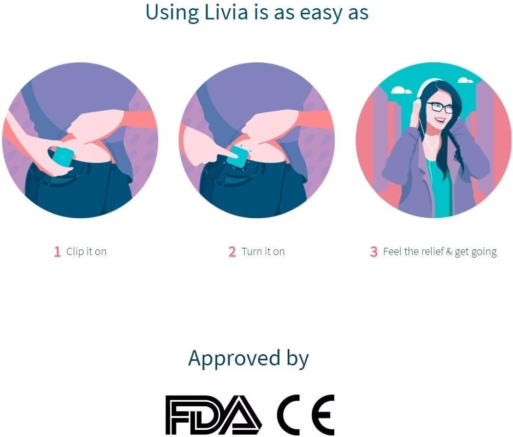 Livia FDA Cleared Period Cramps Relief Device - Drug-Free Solution for Menstrual Cycle Pain - Electric Abdominal Treatment - Get Rid of Menses Aches - Compact Ally for Menstruation Cramps - Purple: Health & Personal Care