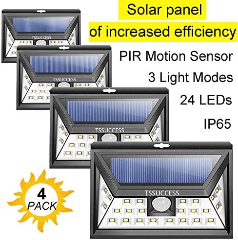 Solar Lights Outdoor - Solar Motion Sensor Light - Wall Light 24 LED - Wireless Waterproof Solar Powered LED Lights Outdoor with Wide Angle Illumination - Night Security LED Patio Lights (4 Uprade)