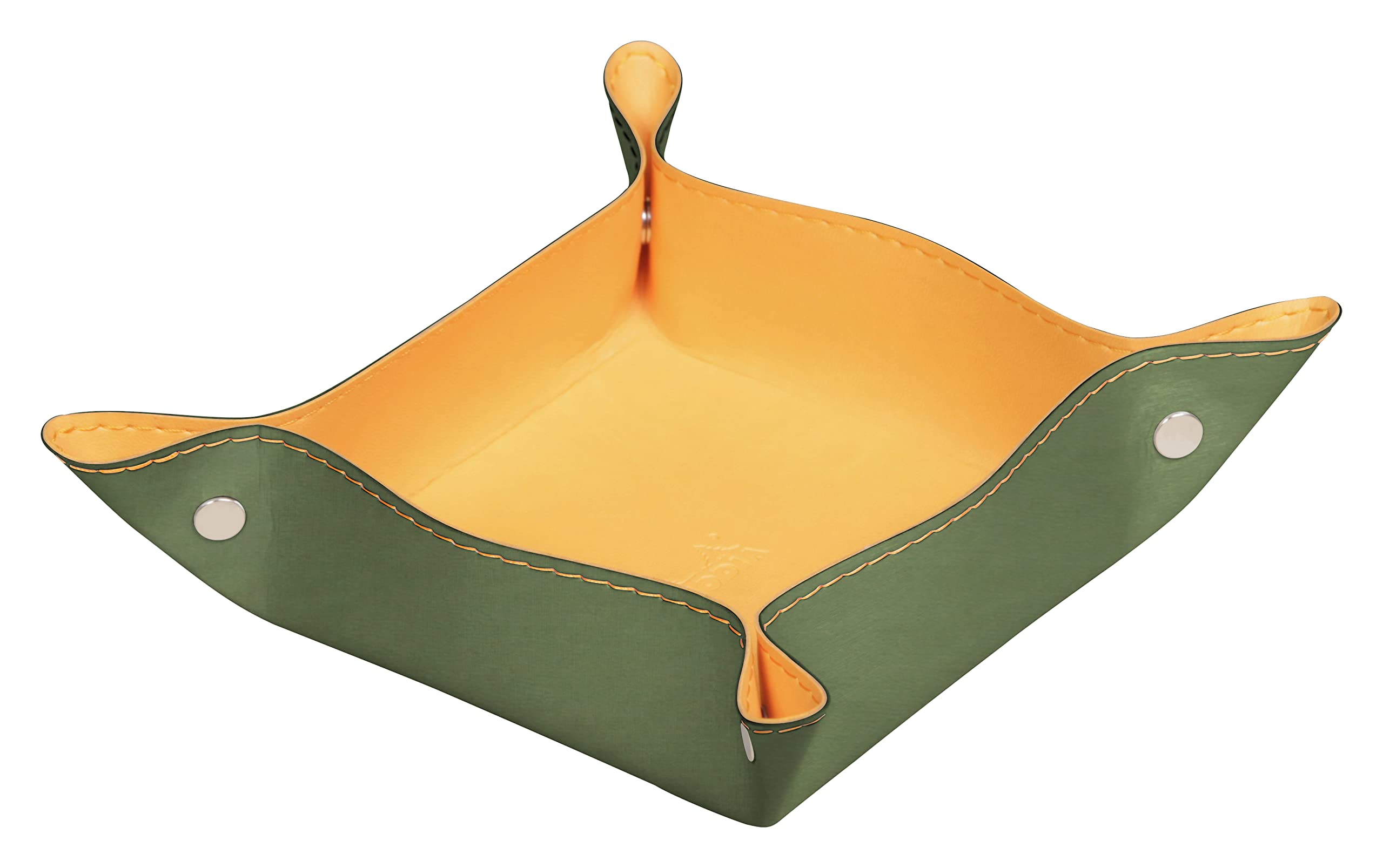 RHODIA 194591C - Reversible Sage Tidy Box - 12x12x4.5 cm - Orange Saddle Stitching, Magnetic Corners - Faux Leather - Home Office Collection Rhodiarama - Office Organization & Designer Storage — image 1