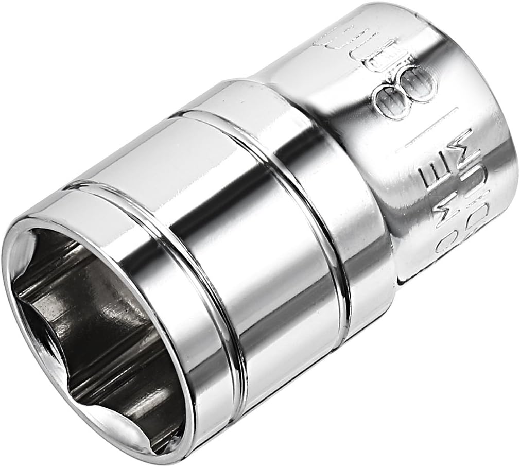 sourcing map 1/2-Inch Drive 18mm 6-Point Shallow Socket, Metric, Cr-V