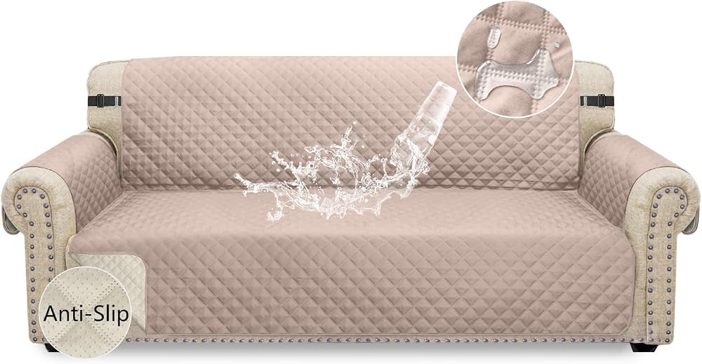 Granbest Waterproof Sofa Cover 3 Seater Non-Slip Pink Elastic Straps