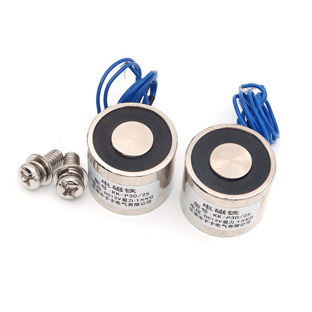 Namvo2pcs KK-P30/25 8KG Suction Electromagnet Solenoid DC 12V Lifting Holding Electromagnet Electro Electric Magnets