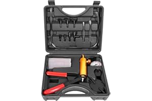 BIG RED Torin 16 Piece 2 in 1 Brake Bleeder Kit Hand Held Fluid Vacuum Gauge Pump Test Set with Storage Case, Black, ATRHS-A1998AR