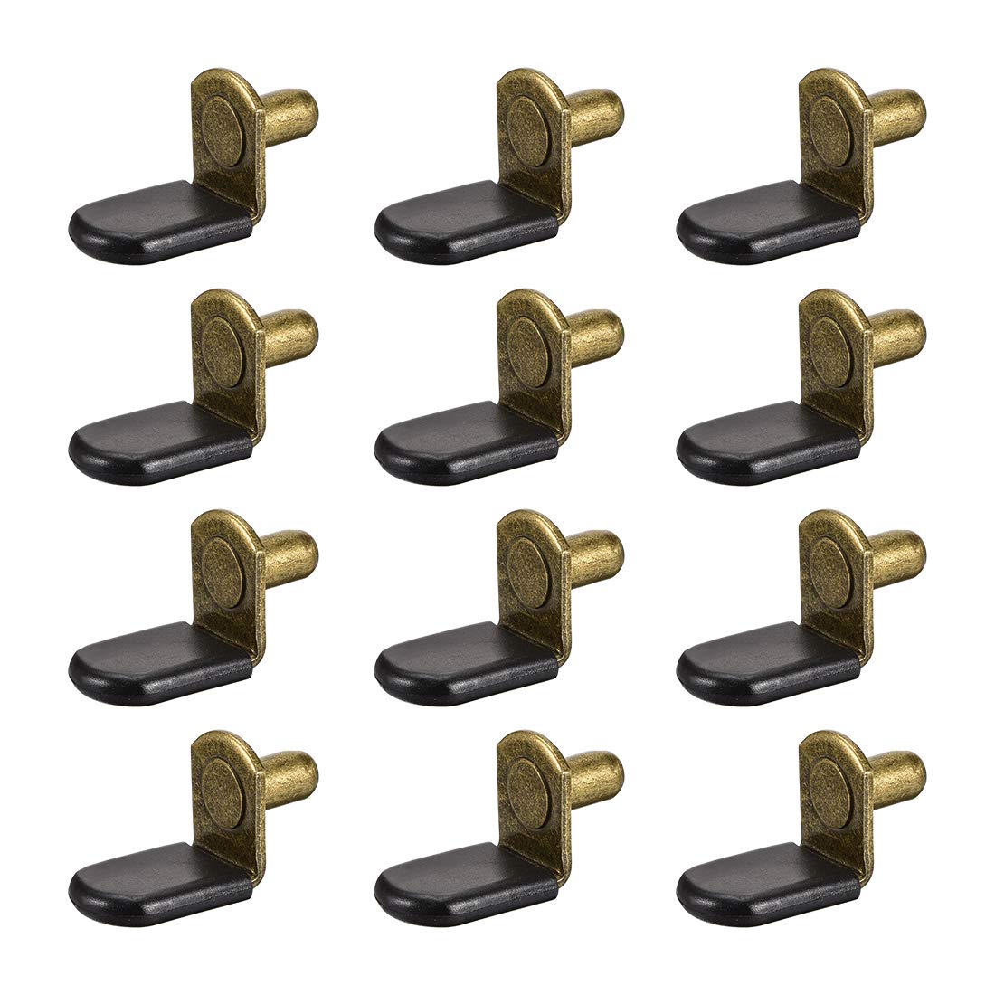 sourcing map Shelf Support Peg,6mm L-Shaped Support, Furniture Cabinet Closet Shelf,Bracket Pegs w Sleeve,for Kitchen Furniture Book Shelves Supplies,Bronze 50pcs