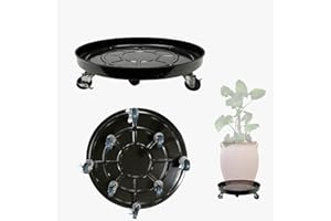 AyaLight 2 Pack Metal Plant Caddy With Wheels 20 Inch Black, Round Rolling Heavy Duty Plant Dolly, Heavy Plant Pot Mover Outdoors or Indoors, The Metal Wheel Can Rotate 360 Degrees or Lockable.