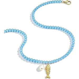 Fish Shell Necklace for Women, Beaded Necklaces Boho Statement Necklace, Pearl Necklaces Summer Beach Vacation Dress & Costum