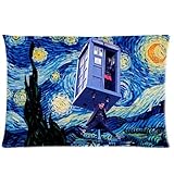 Coolest Starry Night TARDIS Doctor Who Custom Zippered Pillowcase Pillow Cases Cover 20x30 (Twin sides) David Tennant Blue Police Box