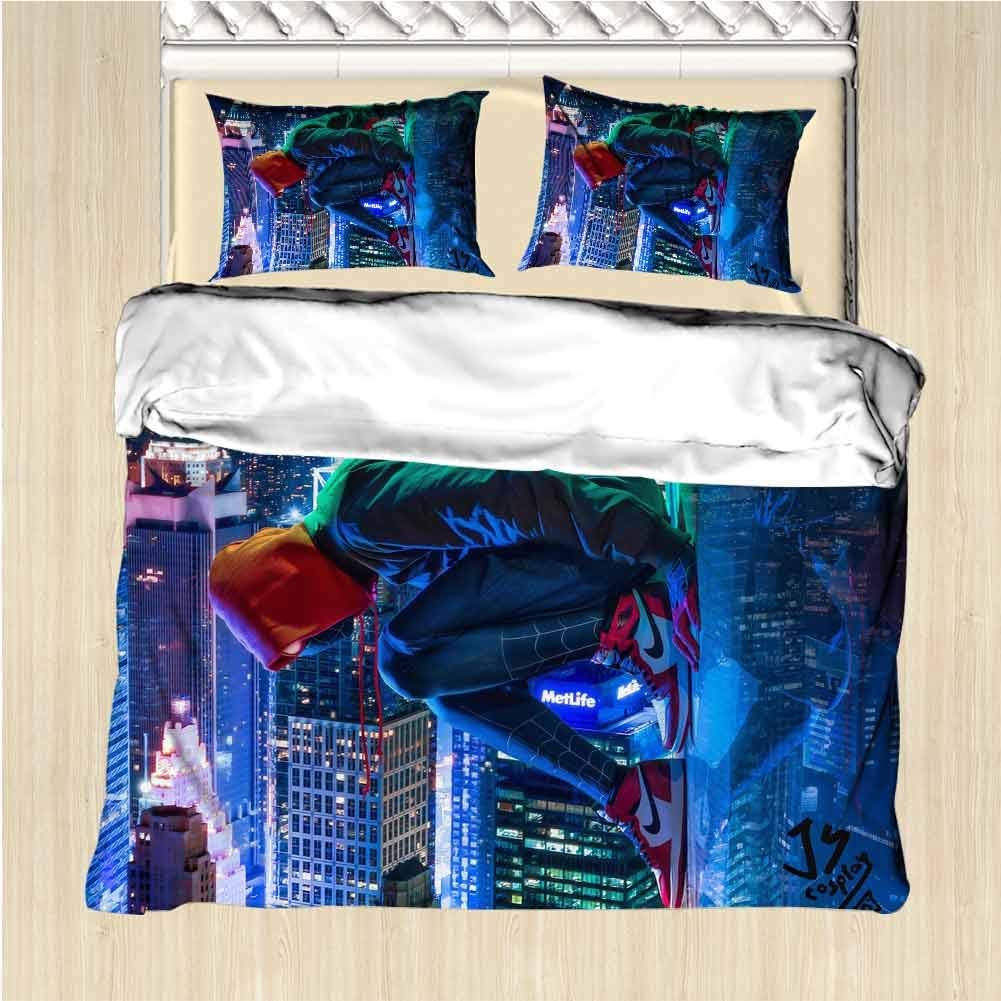 Amazon Com Womhouse Duvet Cover Bed Set Miles Morales Spiderman Cosplay Xx Bedding Duvet Cover Bedding 3 Piece Duvet Cover Set Queen Home Kitchen