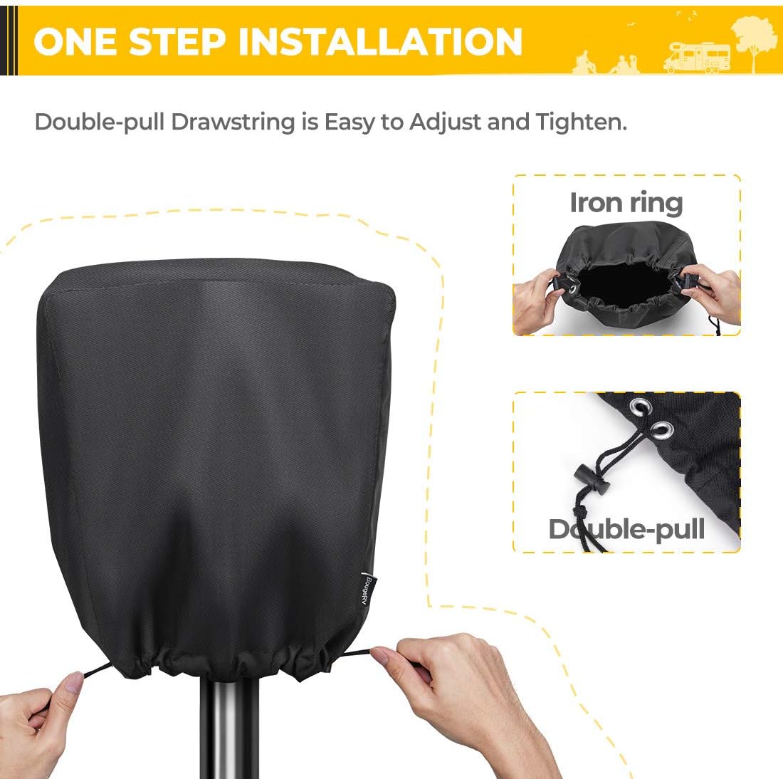 BougeRV 600D Polyester Electric Tongue Jack Cover RV Accessories Universal Trailer RV Electric Tongue Jack Protective Cover Camper Accessories for Outside (Large Size 14″H x 5″W x 10″D): Automotive