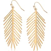 Palm Leaf Earrings for Women - Boho Tropical Dangle Earrings | Plated in Gold Tone or Silver Tone