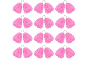 Hooshing 12/24/80PCS Pom Poms Cheerleading Sports Spirited Plastic Cheer Pompoms with Handles for Kids Adults Team Party Dance Cheering
