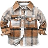 Feidoog Toddler Baby Boys Plaid Shirts Jacket Long Sleeve Lapel Button Down Top Outwear Clothes