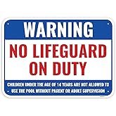 1PC No Lifeguard On Duty Pool Sign, 14 x 10 Inches - Aluminum - Swim At Your Own Risk Pool Safety Sign
