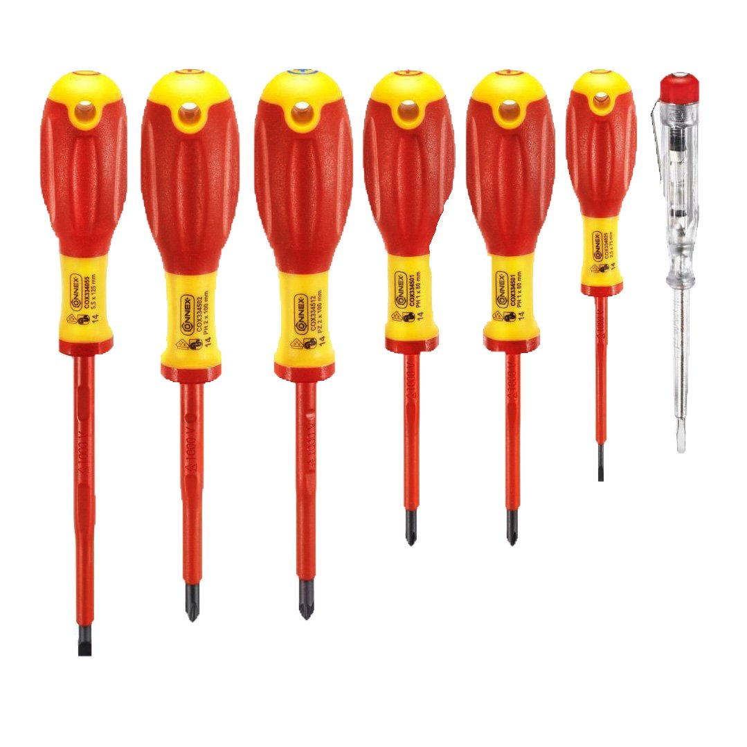 Connex COX334207 "Vde" Electrician's Screwdriver Set, Multi-Colour, Set of 7 Piece