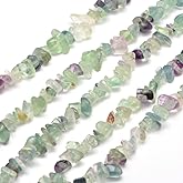 KitBeads 200-230pcs Natural Fluorite Chip Beads Multi Colors Healing Stone Beads for Jewelry Making