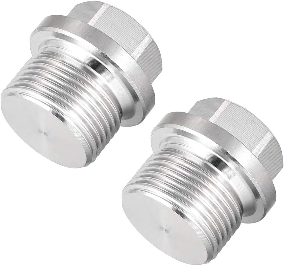 sourcing map M22 X 1.5 Male Outer Hex Head Plug - 304 Stainless Steel Solid Thread Corrosion Resistant Bung Plug Pipe Fitting 2Pcs