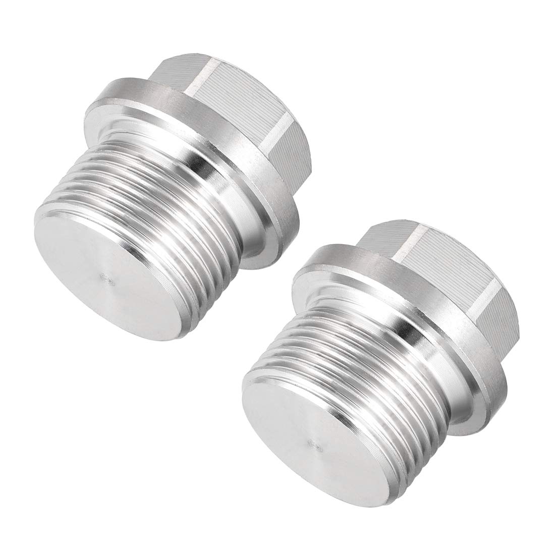 sourcing map M22 X 1.5 Male Outer Hex Head Plug - 304 Stainless Steel Solid Thread Corrosion Resistant Bung Plug Pipe Fitting 2Pcs