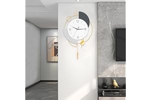 Wall Clock,Decorative Wall Clocks with Pendulum,Silent Quality Quartz Wall Clock Battery Operated,Large Wall Clock for Living