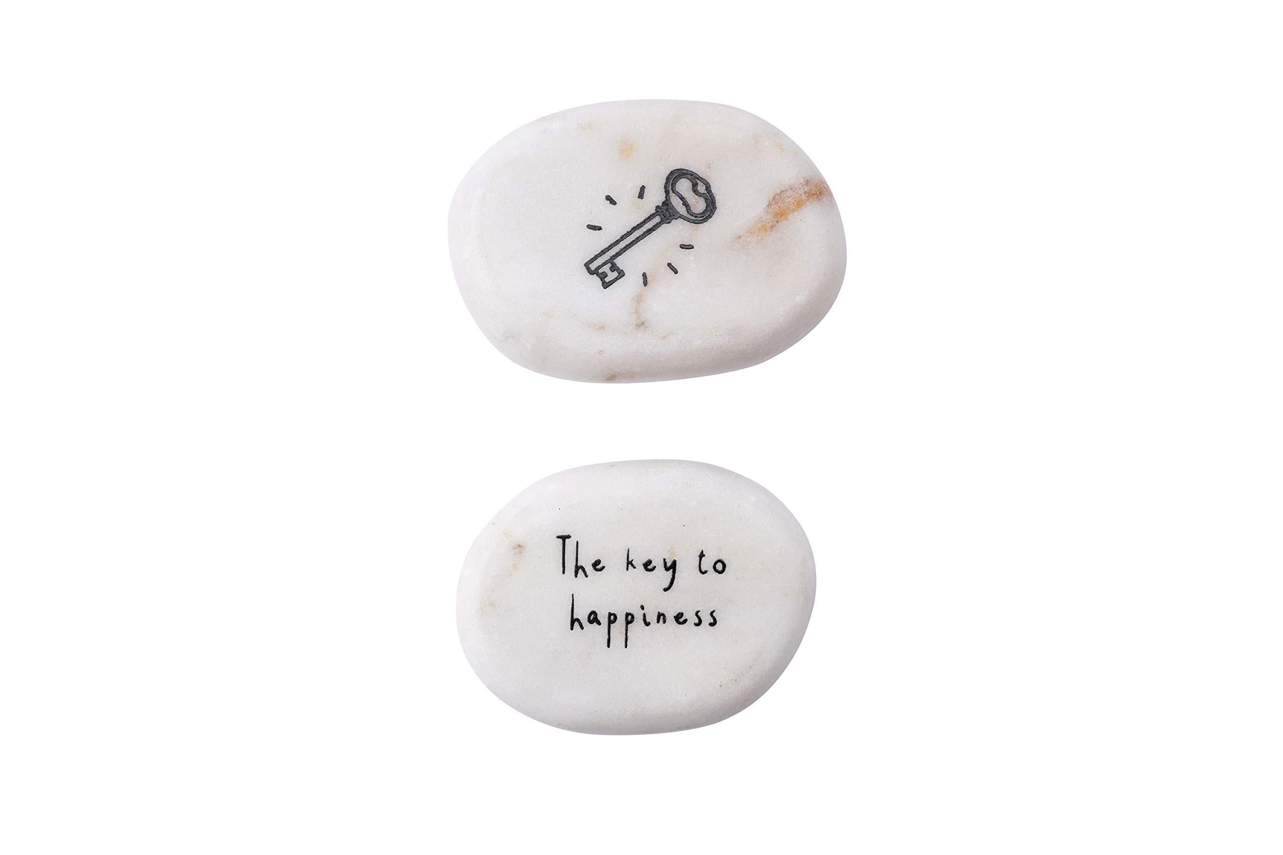 CGB Giftware | Single Marble ‘The Key to Happiness’ Double Sided Decorative Pebble Stone Ornament Keepsake with Sentiment Wording and Design | GB03514K