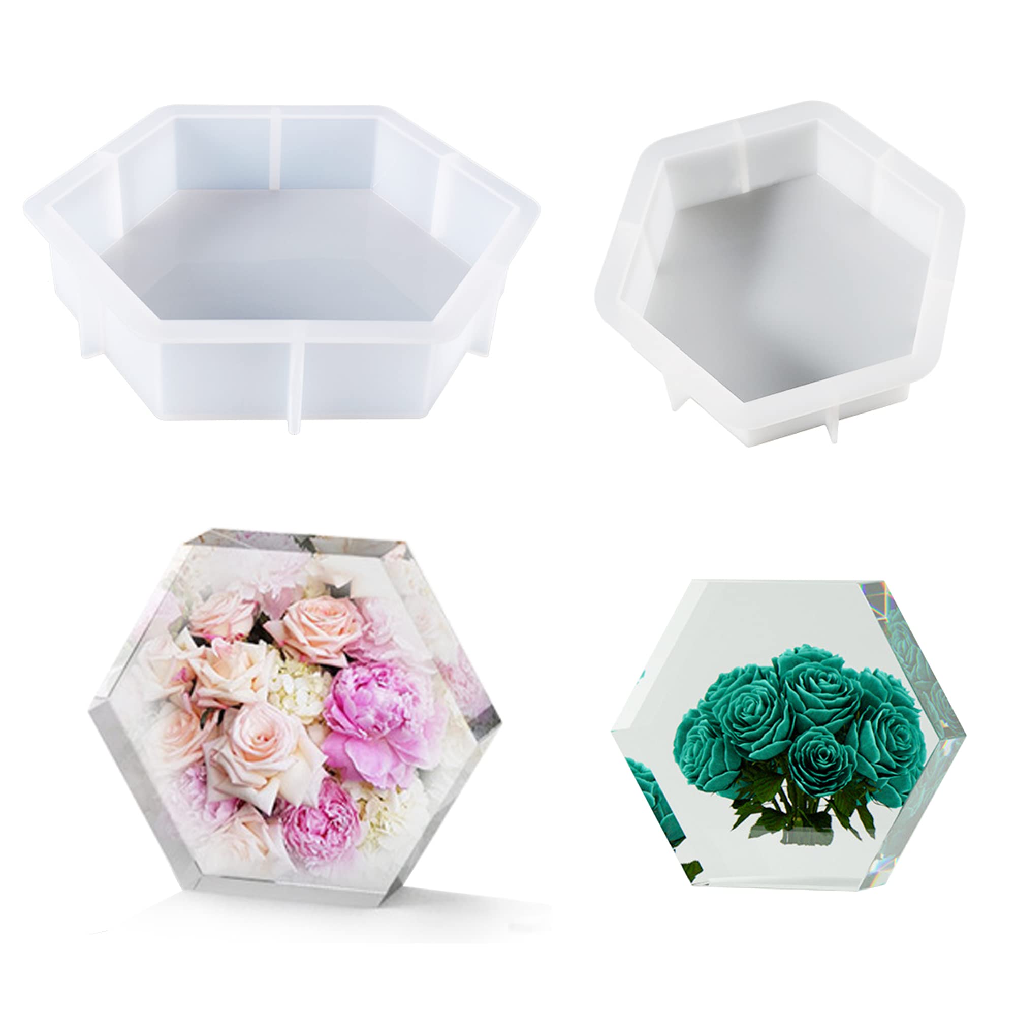 Cayway Silicone Large Resin Molds for Flowers, 2 Size House Resin Mould 3D Epoxy Resin Molds Silicone Molds for Resin Casting for Flowers Preservation, DIY Wedding Gift, Home Decors (Style 2)