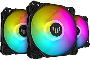 ASUS TUF Gaming TF120 ARGB Chassis Fan 3 Pack 3Pin Customizable LEDs, Advanced Fluid Dynamic Bearing, 120mm PWM Control, Anti-Vibration Pads, Double-Layer LED Array for Computer Case & Liquid Radiator