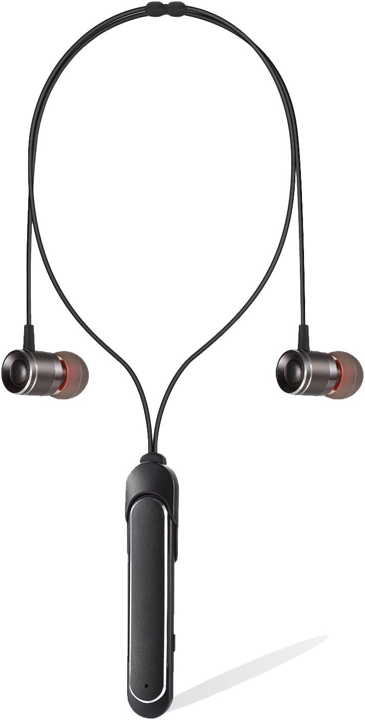DIKAOU Neckband Bluetooth Headphones, Best Wireless Sports Earphones, Lightweight Stereo Headset Super Sound Earphones with Mic for iPhone Android-Black