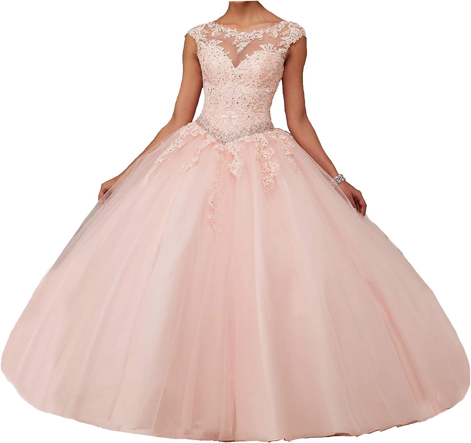 New Women's Girl's Boat Neck Floor Length Ball Gowns Quinceanera Dress