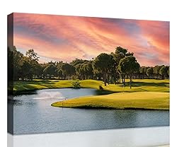 Sunset Golf Course Wall Art for Living Room Bedroom