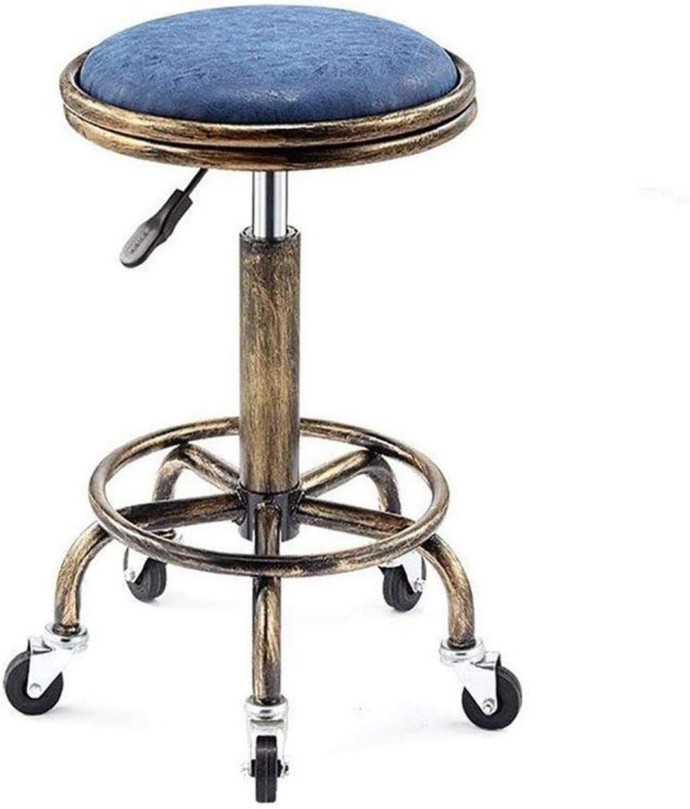 PLLP Bars, Cafes, Restaurant Chairs,Chair Bar Stool Retro Beauty Stool Salon, Tattoo, Spa Stool Hydraulic Lift Swivel Bar Stool Counter Work Stool 360 ° Roller 2 Colors,Blue: Home Improvement