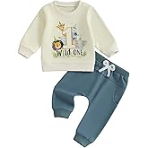 WZTYYDS Baby Boy First Birthday Outfit Long Sleeve Sweatshirt Tops Wild One Birthday Shirt Pants Set Fall Clothes