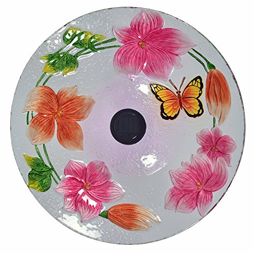 Peaktop 3216980 Solar Bird Baths, White/Pink