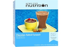 Nutmeg State Nutrition - Pudding or Shake, Low Calories, 15g Protein, Low Fat, 7 Servings Per Box (Chocolate Salted Caramel)