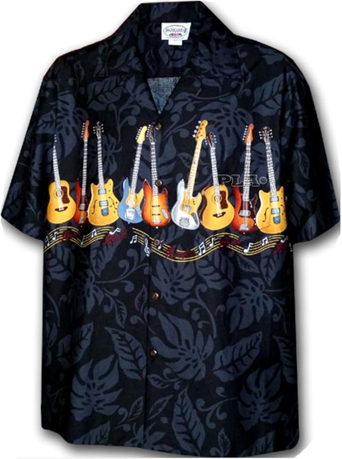 Pacific Legend Electric Guitars Rock 'N' Roll Stripe Hawaiian Shirt (M