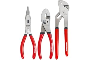 CRAFTSMAN Pliers Set, 3 Piece Set, 6 Inch Long Nose, 6 Inch Slip Joint, 8 Inch Groove Joint (CMHT84103R)