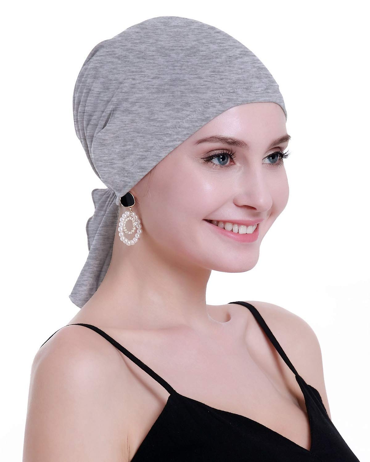 Bamboo Chemo Headscarf For Women Hair loss - Cancer Slip On Headwear Turbans Hats caps Sealed Packaging LIGHT FLECKING GRAY