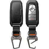 Spigen Rugged Armor Key Fob Cover with Carabiner &amp; Keychain Designed for Ford F150, Explorer, Expedition, Maverick, Escape, Bronco, Mustang, Fusion, Lincoln 3/4/5 Button Smart Key Fobs