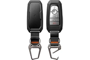 Spigen Rugged Armor Key Fob Cover with Carabiner & Keychain Designed for Ford F150, Explorer, Expedition, Maverick, Escape, Bronco, Mustang, Fusion, Lincoln 3/4/5 Button Smart Key Fobs