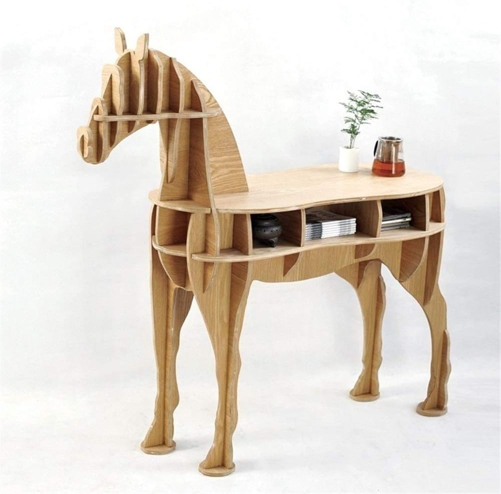 Yunchengyunxiangtong Horse Desk Horse Coffee Table Wooden Home Furniture FSC-certified，Diverse elements dining table centrepiece (Color : Willow color)