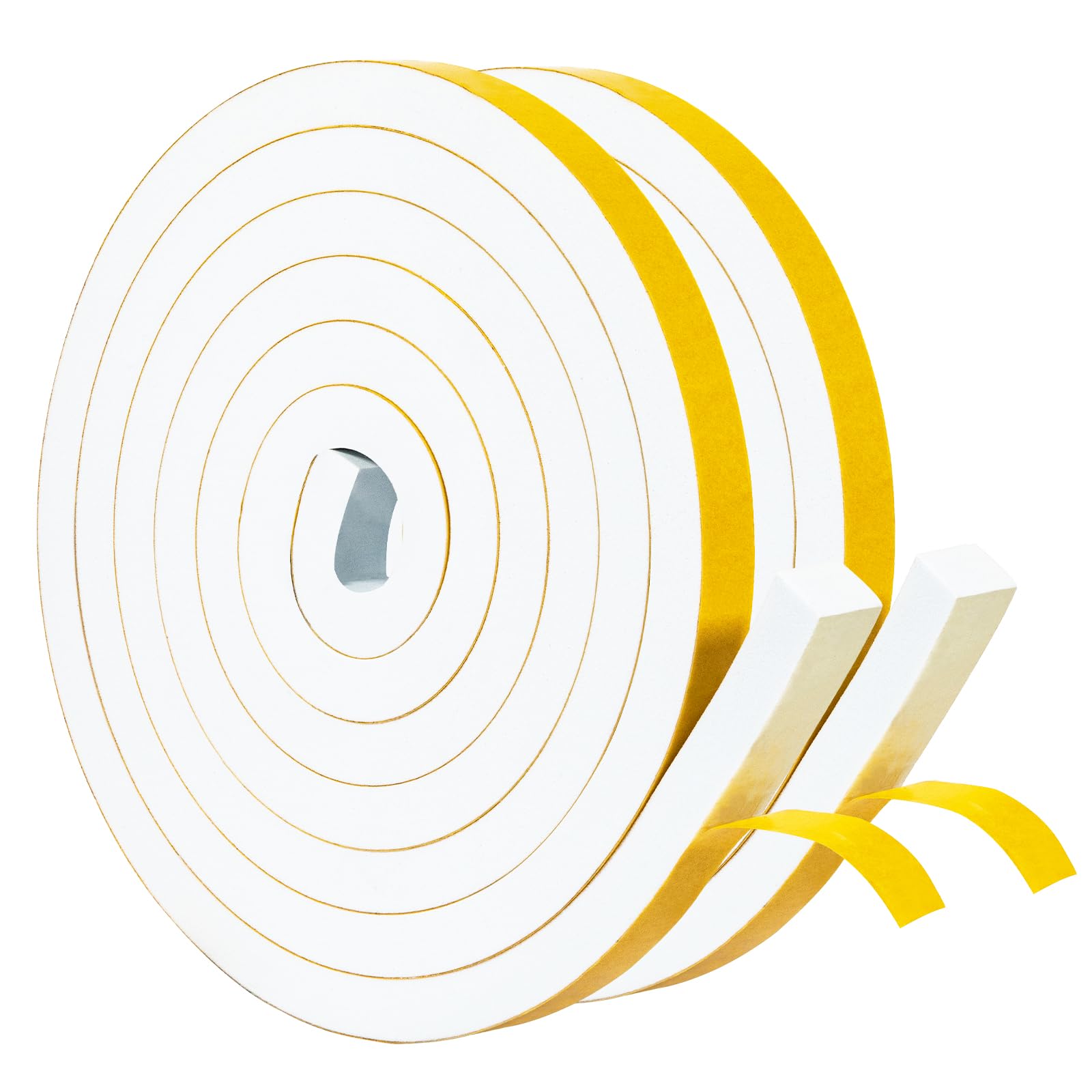 Yotache Draught Excluder Tape 2 Rolls 12mm Wide X 12mm Thick, Rubber Weather Stripping Seal, Total 4m Long (2 X 2m Each)