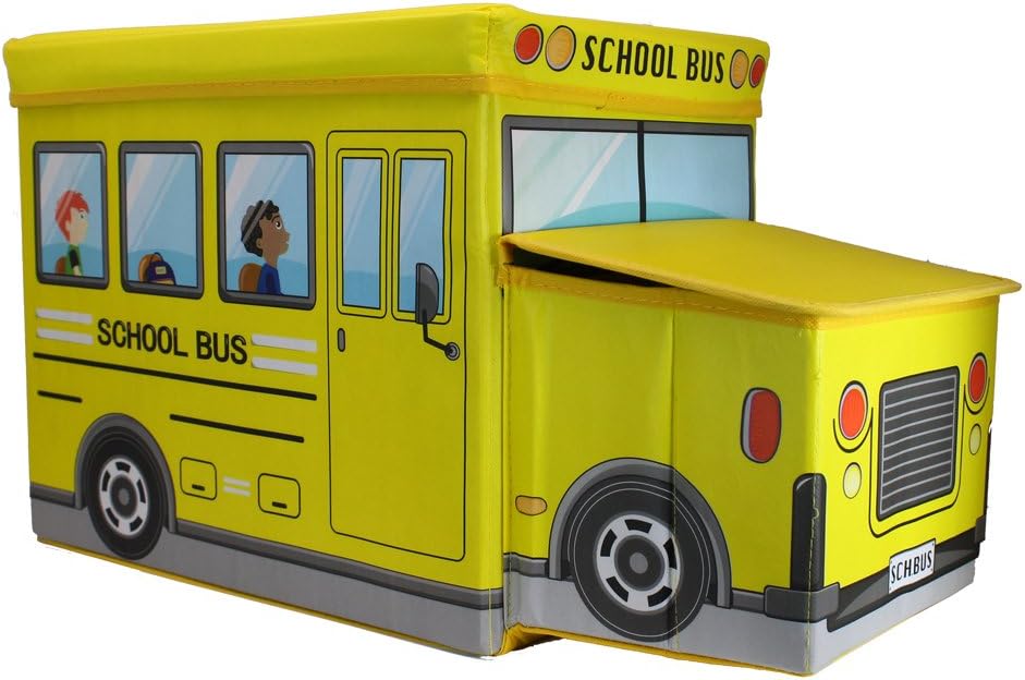 Chaya School Bus Collapsible Toy Storage Box/Ottoman