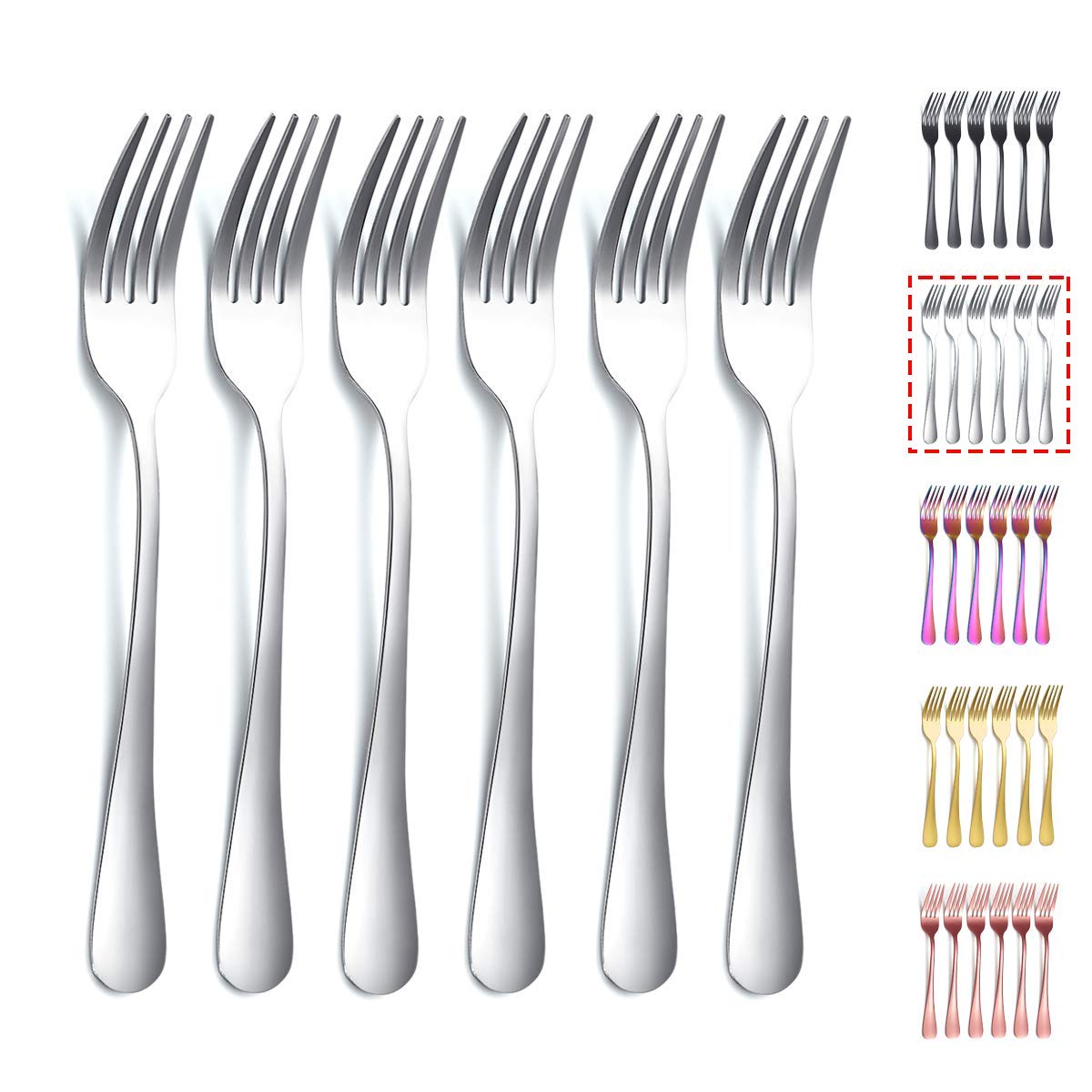 Kyraton Dinner Fork 6 Pieces, Stainless Steel 20.5cm Forks Silverware, Table Forks Set of 6