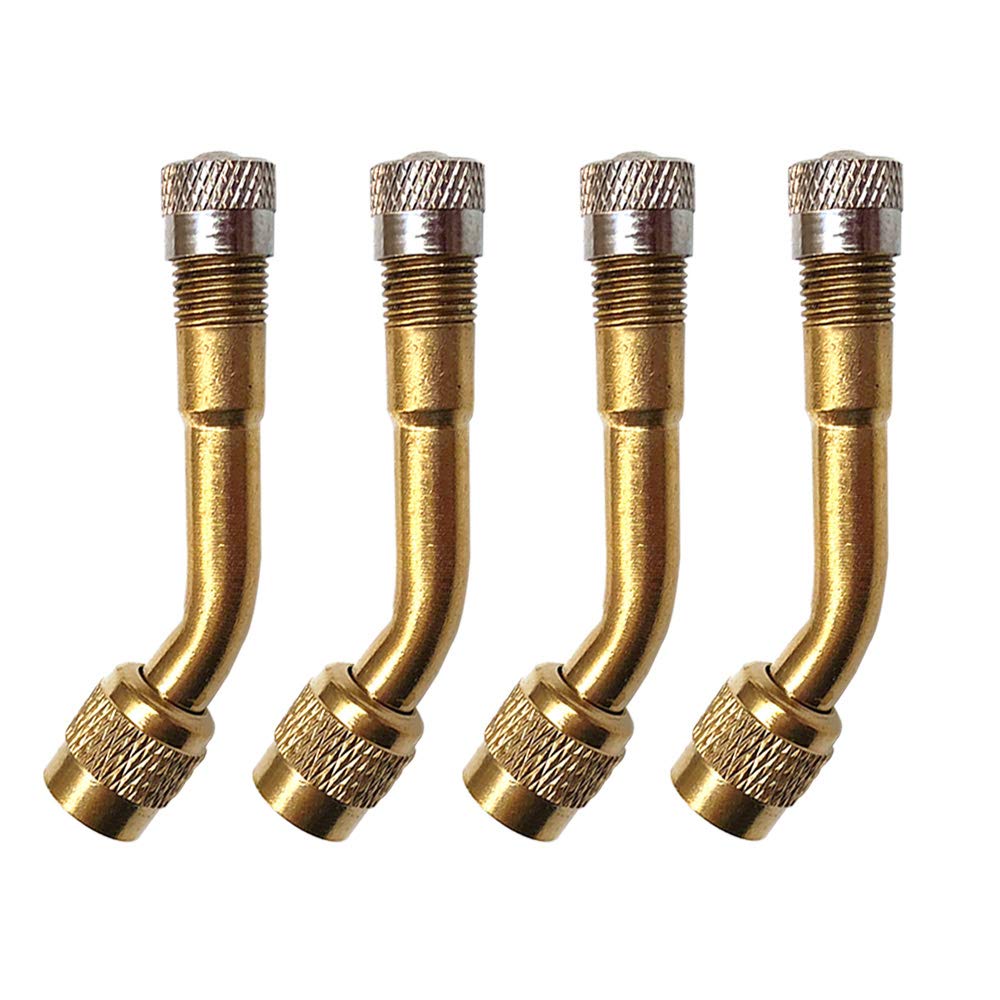 QitinDasen 4Pcs Professional Tyre Valve Extension Adapter Set, 135 Degree Tire Stem Extension, Brass Air Tire Extension Schrader Valve Adapter, for Car Truck Motorcycle Bike Scooter