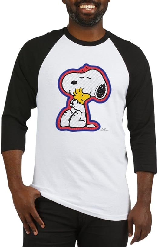 CafePress Peanuts Flair Snoopy and Woodstock Baseball Shirt