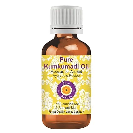 Deve Herbes Pure Kumkumadi Oil 100% Natural Therapeutic Grade for Blemishes Free and Radiant Skin, 15 ml