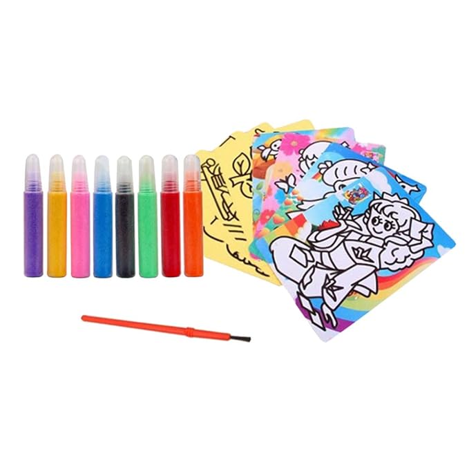 Toyvian Sandbild Set Sandmalerei für Kinder Handgemachtes Pädagogische Spielzeug (8 Arten von Farben)