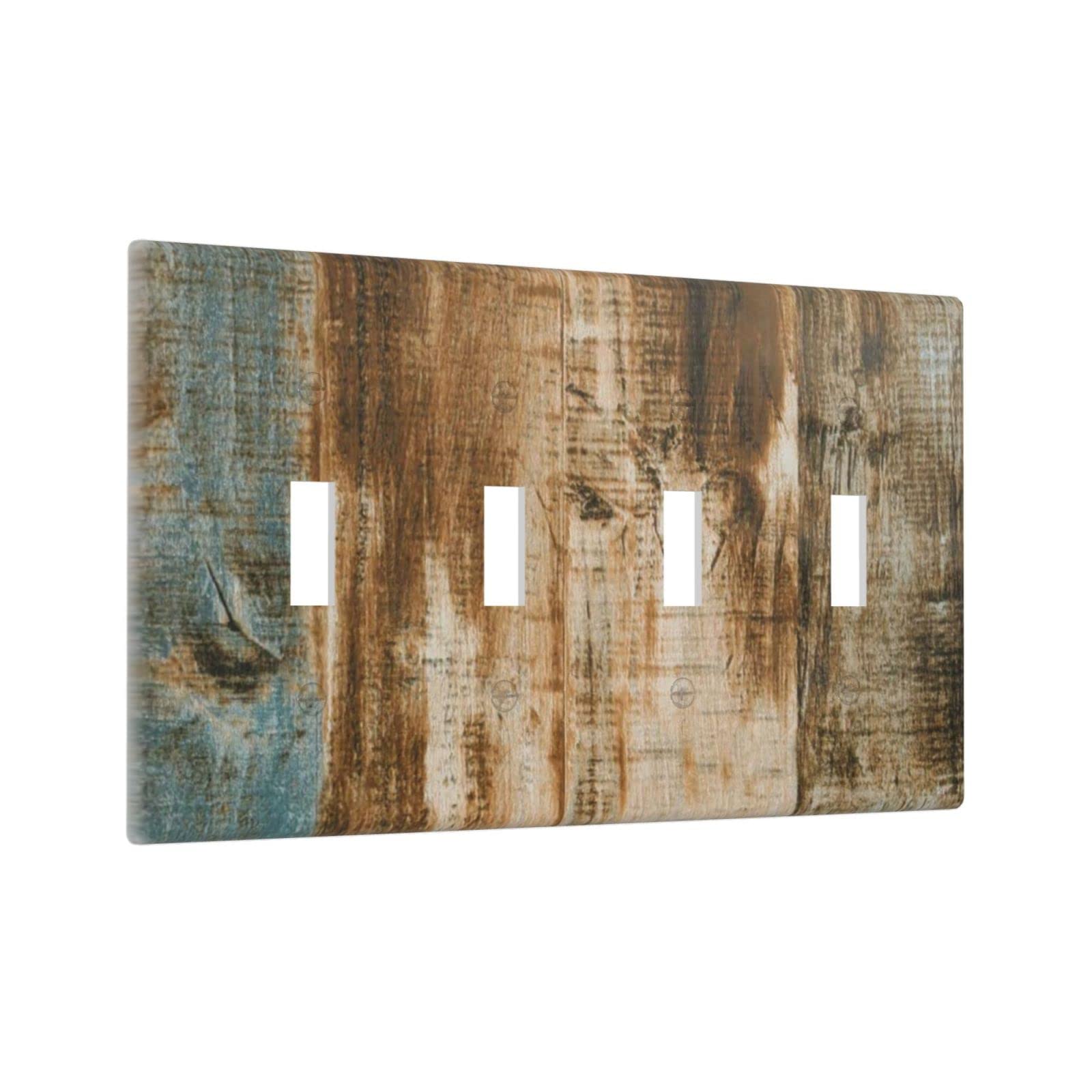 Brown Wood 4 Gang Light Switch Cover Decorative