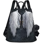 ZOEO Anti Theft Backpack Angel Wings Feather Women Large Fashion Travel Shoulder Bag Purse Rucksack Lightweight